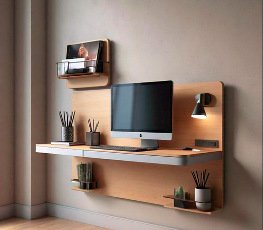 [FURN_7800] Wall-Mounted Desk with Shelves